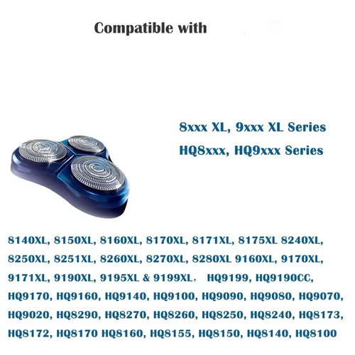 Miniatura 2 de HQ9 - Cuchillas de repuesto compatibles con Philip Shaver HQ9 SpeedXL, paquete de 3 cuchillas de repuesto compatibles con norelco Razor, cabezales