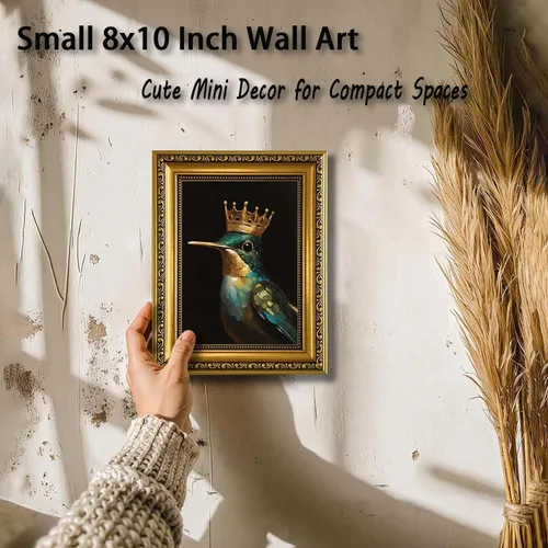 Miniatura 2 de YD&YZY Arte de pared de rana divertida para baño con marco dorado, lienzo de rana en el inodoro leyendo periódico, decoración de pared, pintura