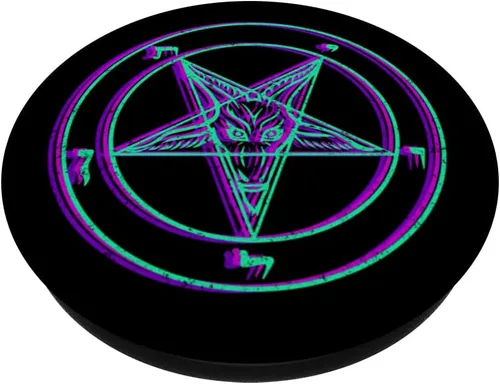Miniatura 2 de Synthwave Baphomet Retrowave Vaporwave - PopSockets de Satán vintage de los años 80