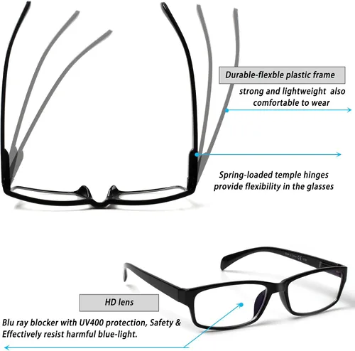 Miniatura 3 de JOSCHOO Gafas de lectura para computadora para mujeres y hombres, paquete de 6 lectores de bisagra de resorte con bloqueo de luz azul Mezcla