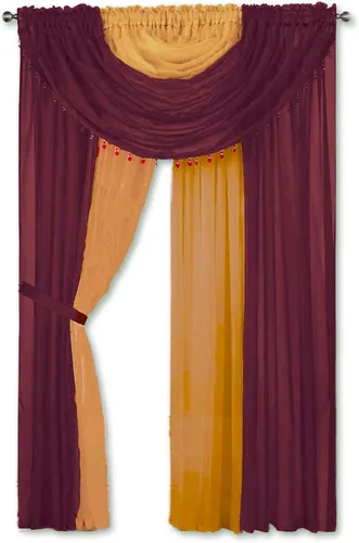 Miniatura 15 de Sapphire Home Cortinas traslúcidas – Juego de 4 paneles de dos tonos con cenefa y alzapaños, 55 x 63 pulgadas, cortina ligera filtrante de luz