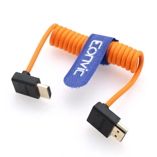 Miniatura 17 de 8K HDMI to Down HDMI High Speed Black Coiled Braided Cable for Sony A7S3 FX3 FX9 Canon C70 Z CAM E2 Camera Atomos Ninja V Shinobi SmallHD Portkeys