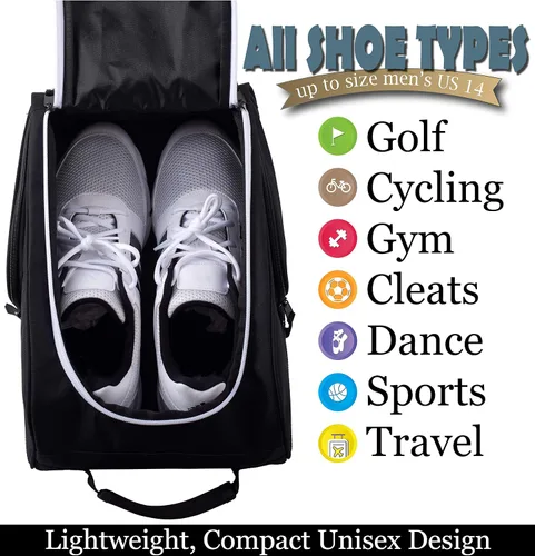 Miniatura 4 de Athletico Bolsa para zapatos de golf – Bolsas portadoras de zapatos con cremallera con ventilación y bolsillo exterior para calcetines, camisetas