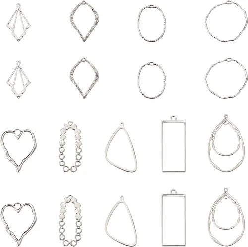 Colgantes de bisel de espalda abierta de aleación con forma de corazón, Platino Diamante de imitación Perla