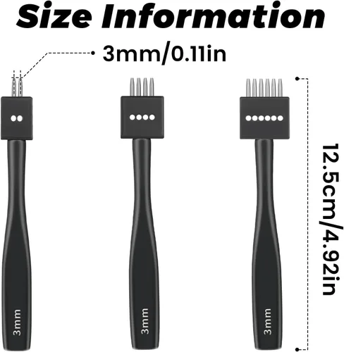 Miniatura 2 de Punzón de agujero de cuero, herramienta de perforación de agujero negro de 0.118 pulgadas 2/4/6, punzón de costura de cordones, juego de cincel