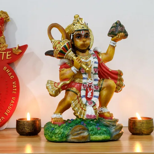 alikiki Estatua de Hanuman volador de Dios hindú – 9.2 pulgadas de alto Jayanti Murti Pooja Diwali regalo para amigo indio, familia, altar puja,
