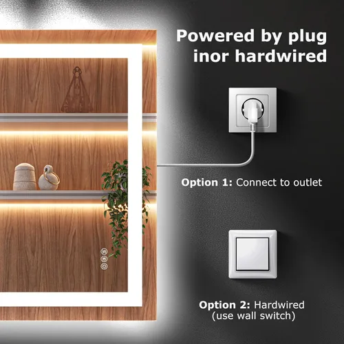 Miniatura 7 de Hivone Espejo de Baño LED de 24X32 con Luces, Antivaho, Regulable, Retroiluminado + Iluminado Frontal, Espejo Inteligente de Tocador de Baño