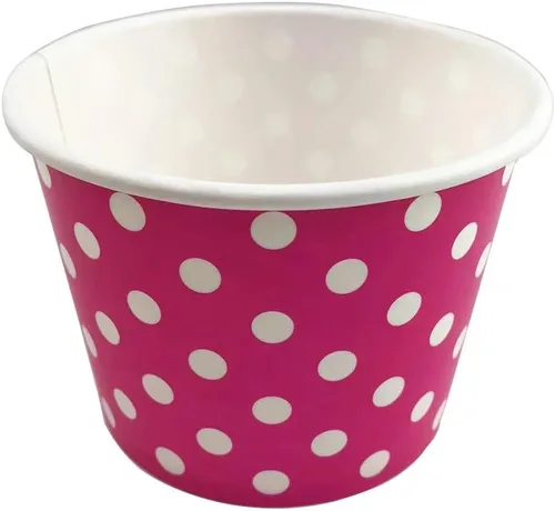 Miniatura 3 de MMvolesy Vasos de papel rosa de 12 onzas para helado, cuencos desechables de colores para postres para alimentos fríos y calientes, sopas, helados