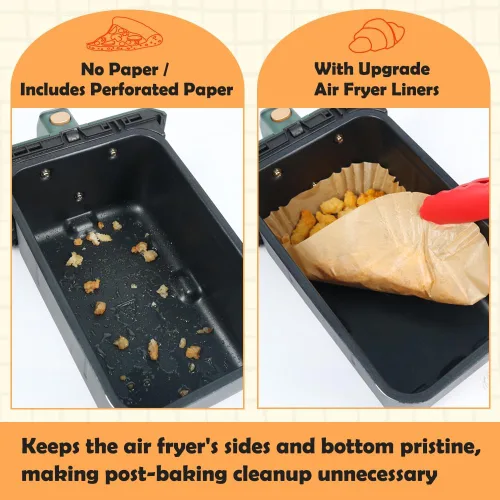 Miniatura 3 de BYKITCHEN Forros para freidora de aire Ninja Dual Air Freider, juego de 120, forros rectangulares desechables para freidora de aire compatibles