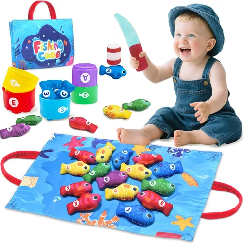 Juguetes Montessori para niños de 1 año, juego de pesca para niños pequeños con tazas apilables, juguetes educativos de aprendizaje para regalos de