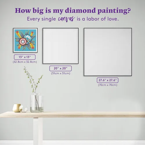 Miniatura 4 de DIAMOND ART CLUB Kit de pintura de diamantes del Capitán América, divertidas manualidades para adultos, lienzo de arte redondo de diamantes, 13 x 13