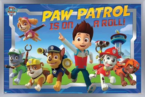 Miniatura 15 de Nickelodeon Paw Patrol - Póster de pared de tripulación, 22.4 pulgadas de largo x 14.7 pulgadas de ancho, versión enmarcada de madera de granero