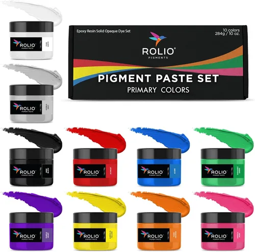 Rolio Juego de pasta de pigmentos, 10 colores, juego primario, tarros de 1 oz, pigmentos de color de resina para resina epoxi, polvo de mica,