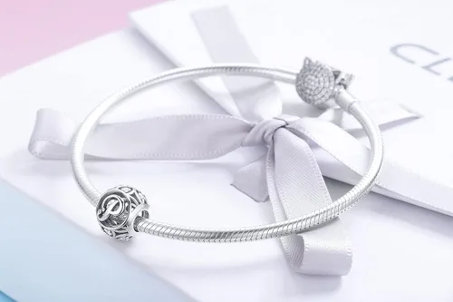 Miniatura 5 de RUKYF Dijes de letras de plata de ley 925 con inicial de la A a la Z para pulseras, collares, cuentas del alfabeto de circonita cúbica, regalos