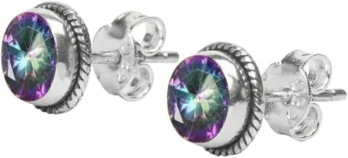 Miniatura 17 de Pendientes de tuerca con gemas, plata de ley 925, aretes de 6 mm redondos para niñas y mujeres, regalo
