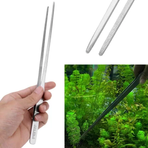Miniatura 5 de FEITA Pinzas extralargas de acero inoxidable rectas de 15 pulgadas para acuario, herramientas de paisajismo acuático, pinzas de alimentación