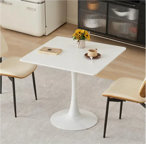 Miniatura 17 de Mesa de comedor redonda, mesa circular de tulipán de 31.5" con tablero engrosado y pedestal de metal, mesa de bistró moderna de mediados de siglo