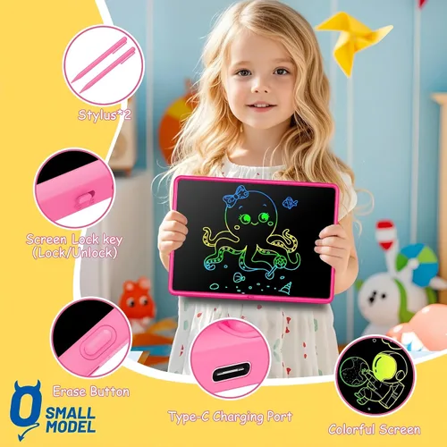 Miniatura 2 de Tableta de escritura LCD de 15 pulgadas para niños, tablero de dibujo colorido y juguetes educativos, regalos para niñas de 3 a 8 años, tablero