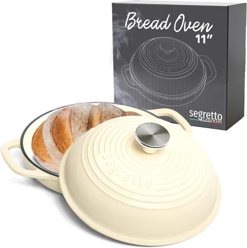 Miniatura 7 de Molde para pan de hierro fundido esmaltado con tapa, 11" Nero (Negro) Horno para pan de hierro fundido para masa madre, Horno holandés para pan