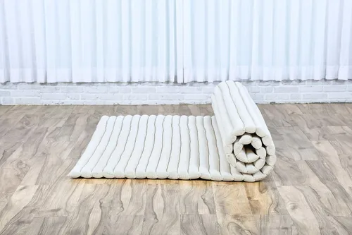 Miniatura 6 de Leewadee - Colchón de piso plegable - Futón japonés enrollable - Tatami de triple pliegue - Cama de piso para invitados - Colchón para acampar