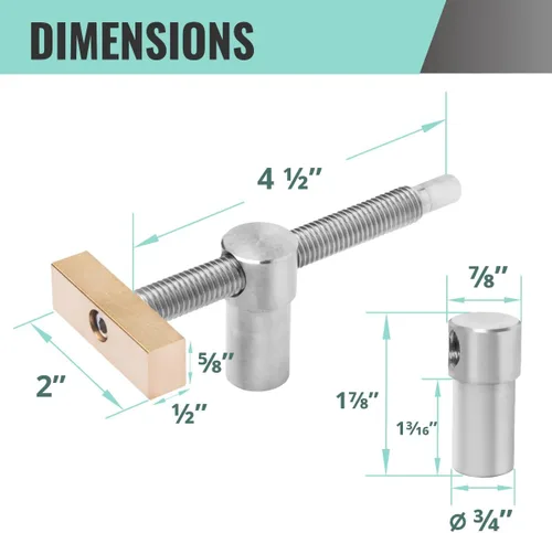 Miniatura 4 de DuBois 51059 Abrazaderas de banco para perro de 3/4 pulgadas (0.748 in) Topes de abrazadera de tornillo ajustables en ángulo de banco de trabajo
