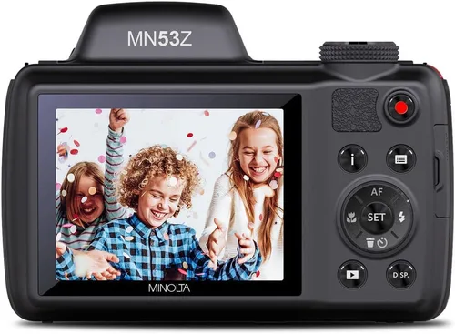 Miniatura 3 de MINOLTA MN53Z 16 MP / 1080P FHD Bridge Cámara digital con zoom óptico de 53x (Rojo) Paquete con tarjeta de memoria de 32GB + Bolsa para cámara + Kit