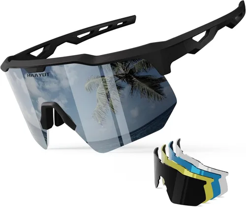 Miniatura 15 de HAAYOT Gafas de sol deportivas polarizadas para hombres y mujeres, jóvenes, béisbol, ciclismo, correr, softbol, ciclismo, 5 lentes