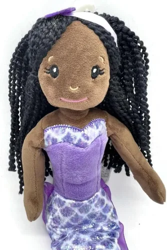Miniatura 2 de The Petting Zoo, Muñeca de sirena, regalos de sirena para niñas, muñeca de sirena de felpa, 12 pulgadas (afroamericano)
