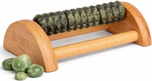 Masajeador de pies de jade natural, alivio del estrés, relajación muscular y circulación mejorada, rodillo de pie de madera para fascitis plantar,