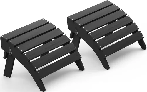 SERWALL Juego de 2 reposapiés plegables Adirondack, otomanas Adirondack sin montaje, color negro Gris