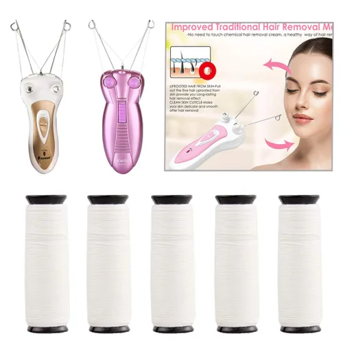 Miniatura 2 de Removedor de vello facial corporal eléctrico Surface Device Defeatherer Dispositivo con hilo de algodón depiladora recargable para señoras