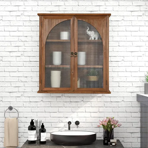 Miniatura 2 de COLLECTIVE HOME - Armario organizador de pared de 24 pulgadas, gabinete de baño de madera maciza con puerta arqueada, ya montado, 22 x 8 x 24