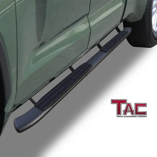 Miniatura 2 de TAC - Estribos laterales para Toyota Tundra 2022-2026, camioneta de doble cabina de 4.25 pulgadas, textura ovalada, barras laterales negras, barras
