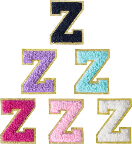 Miniatura 219 de 6 piezas de parches de letras de chenilla autoadhesivas, parches de letras preppy de 2 pulgadas para bolsos, ropa y sombreros, grandes pegatinas
