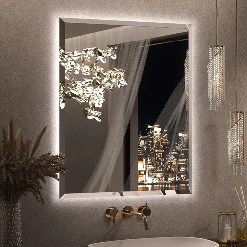 Miniatura 18 de Keonjinn - Espejo de 48x30 pulg retroiluminado LED para baño/tocador, luz de 3 colores ajustables blanca/cálida/natural, lúmenes altos, montaje