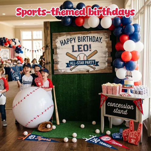 Miniatura 4 de Shindel Pelota inflable gigante de béisbol de 27 pulgadas, para decoraciones de fiestas temáticas de béisbol y decoración de cumpleaños, juguetes