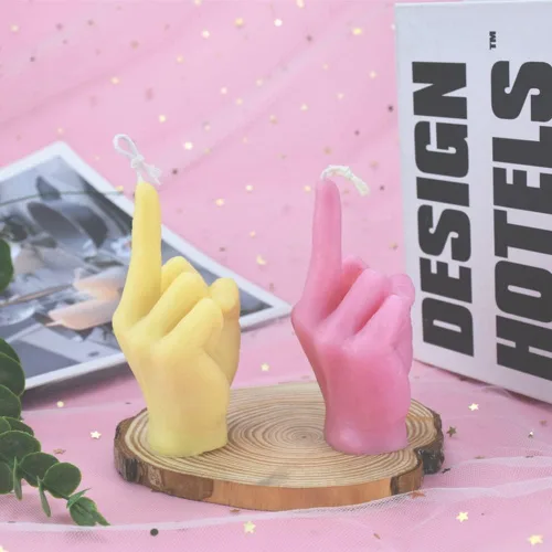 Miniatura 4 de Molde de silicona en forma de mano 3D para hacer velas, molde de vela de gestos, molde de fundición de resina en forma de dedo medio para hacer