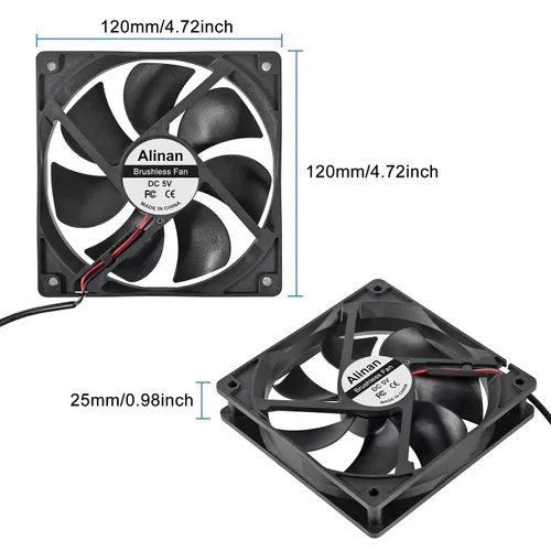 Miniatura 2 de Alinan 4pcs 4.724x4.724x0.984 in 5V Ventilador USB 2000RPM 66.3CFM 31.5dBA Computadora y Electrónica Ventilador de Refrigeración