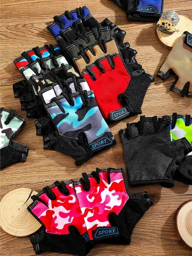 Miniatura 7 de Geyoga 12 pares de guantes de ciclismo antideslizantes de gel para niños, guantes de ciclismo para niños de verano, para montar al aire libre, 5-8