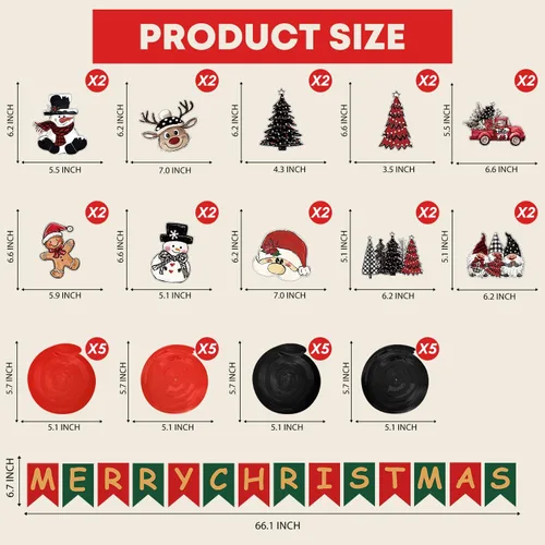 Miniatura 7 de Horaldaily Decoración de Navidad de 44 piezas para colgar en forma de remolino, árboles de Navidad, camión, muñeco de nieve, gnomo, Papá Noel