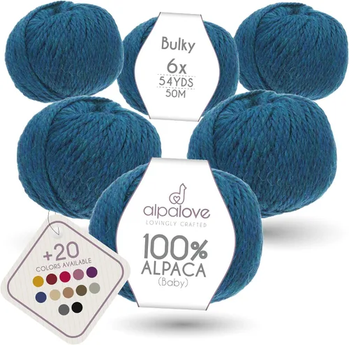 Miniatura 35 de Set de Lana Abultada (6 x 50 g) Súper Suave de Alpaca Bebé para Tejer Antracita 300 Metros