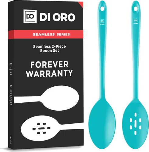 Miniatura 13 de DI ORO - Cucharas de silicona para cocinar, cucharas de cocina grandes para mezclar, servir y agitar, utensilios antiadherentes resistentes al calor