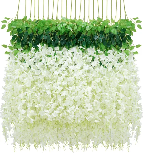 Miniatura 12 de BLEUM CADE 36 Piezas Flores Colgantes de Glicina Falsa Rosa Profundo, 3.6 Pies/Pieza Guirnalda de Glicina Artificial, Flores Colgantes para Boda