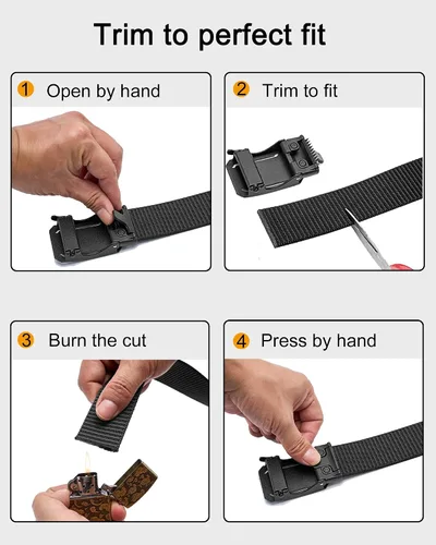 Miniatura 8 de EZL Men's Ratchet Tactical Belt, 1.5" Nylon Web Work Belt with Automatic Slide Buckle, Adjustable Trim to Fit
