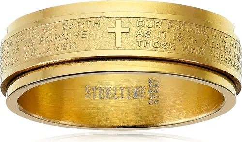 Miniatura 8 de Amazon Essentials Steeltime - Anillo giratorio chapado en oro de 18 quilates para hombre, con oración Our Father (anteriormente Amazon Collection)