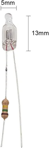 Miniatura 2 de Othmro 100 bombillas LED AC 220 V F5 5 × 0.512 in luz roja brillante bombillas de neón lámparas indicadoras duraderas W 150K Resistor Lámparas