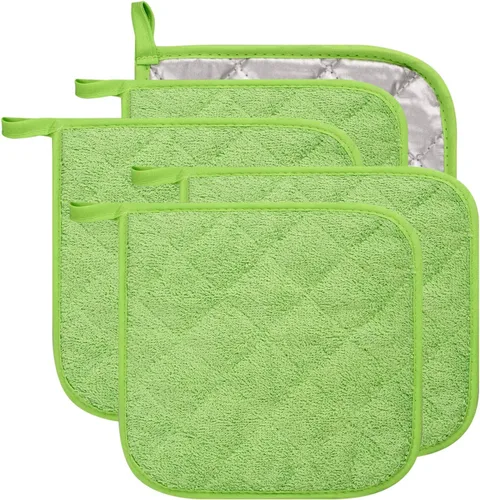juego de 5 portavasos de cocina de 100% algodón, resistente al calor, para uso diario, para cocinar y hornear, color verde manzana