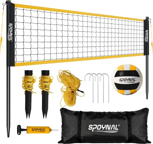 Miniatura 10 de SPOYNAL Red de voleibol portátil para patio trasero y playa, juego de voleibol al aire libre de 20 pies/32 pies con altura ajustable