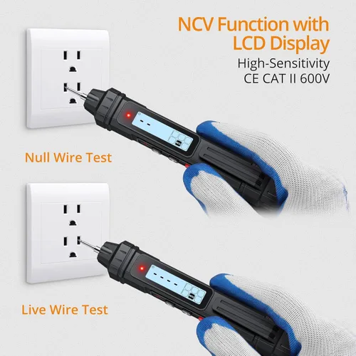 Miniatura 5 de Neoteck 2 en 1 Multímetro Digital Tipo Pluma y Probador de Voltaje de 4000 Unidades, Multímetro Inteligente TRMS, Probador de Voltaje sin Contacto