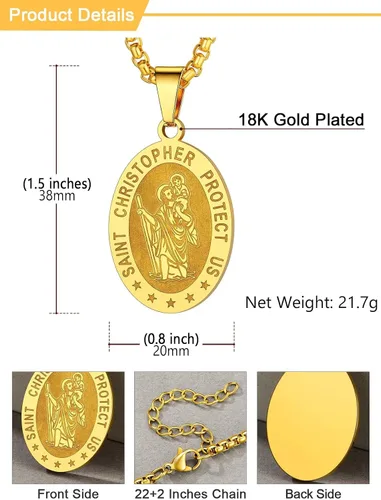 Miniatura 211 de U7 Saint Benedict/Michael Medal Necklace, 316L Stainless Steel Virgin Mary Necklace for Men Women, Bible Verse Protection Necklace Catholic